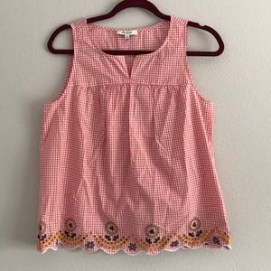 Madewell Embroidered Gingham Tank Top